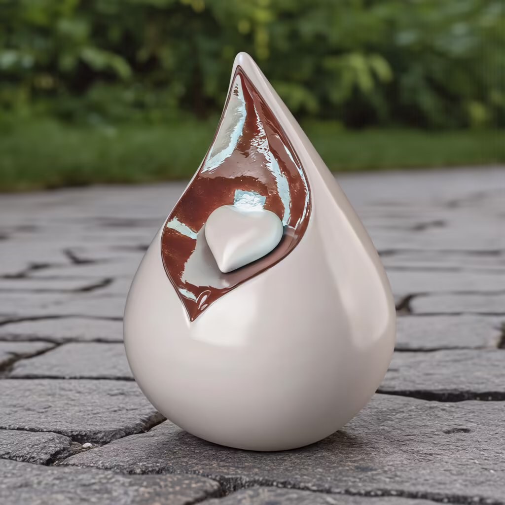 Ellipse Large White Teardrop Ceramic Urn for Ashes