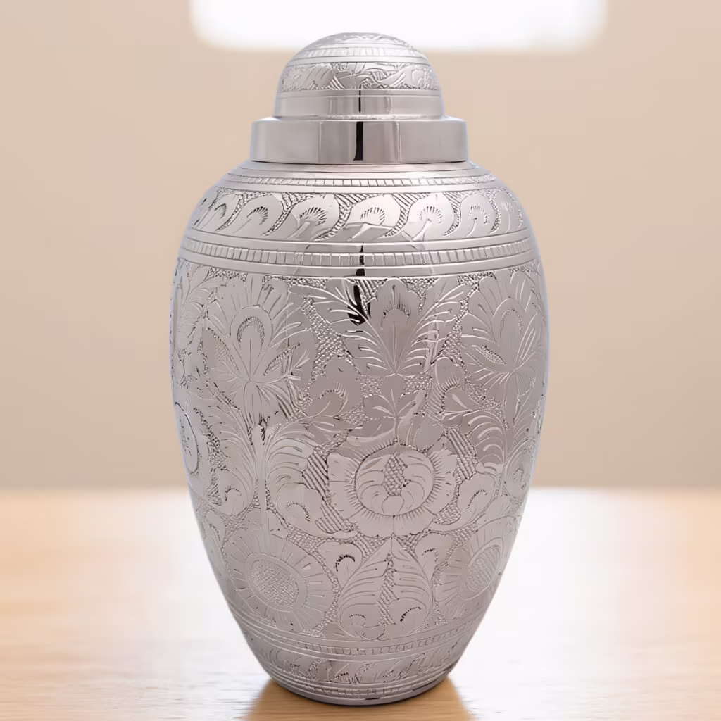 Floral Silver Urn