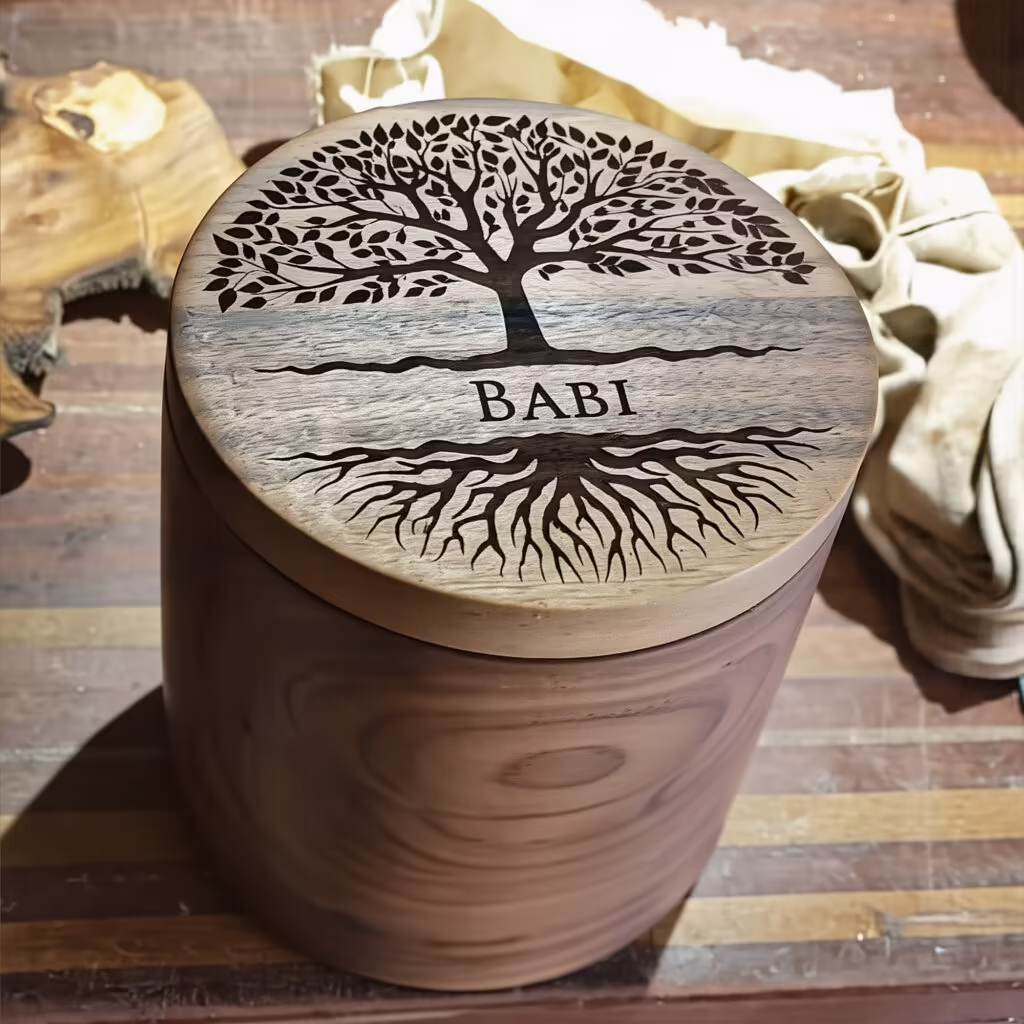 handmade wooden urn walnut