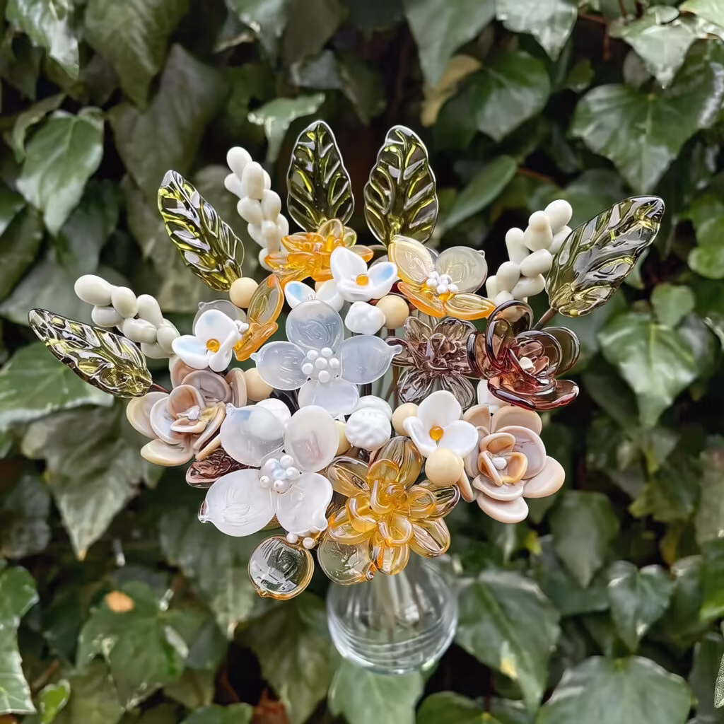 glass memorial flowers for grave