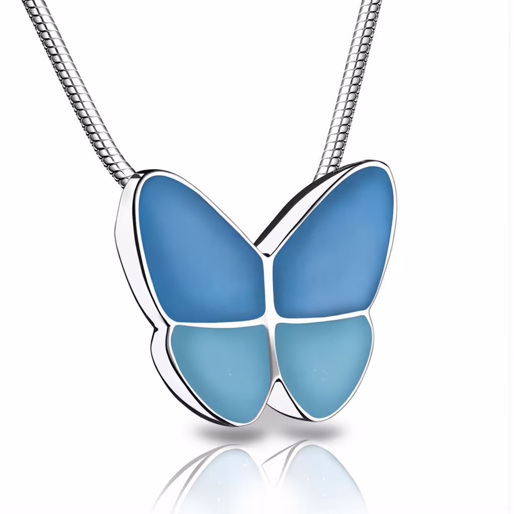 blue Precious Butterfly Cremation Necklace