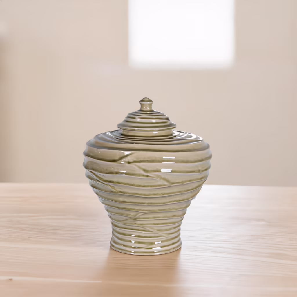 Rippled Ceramic Urn