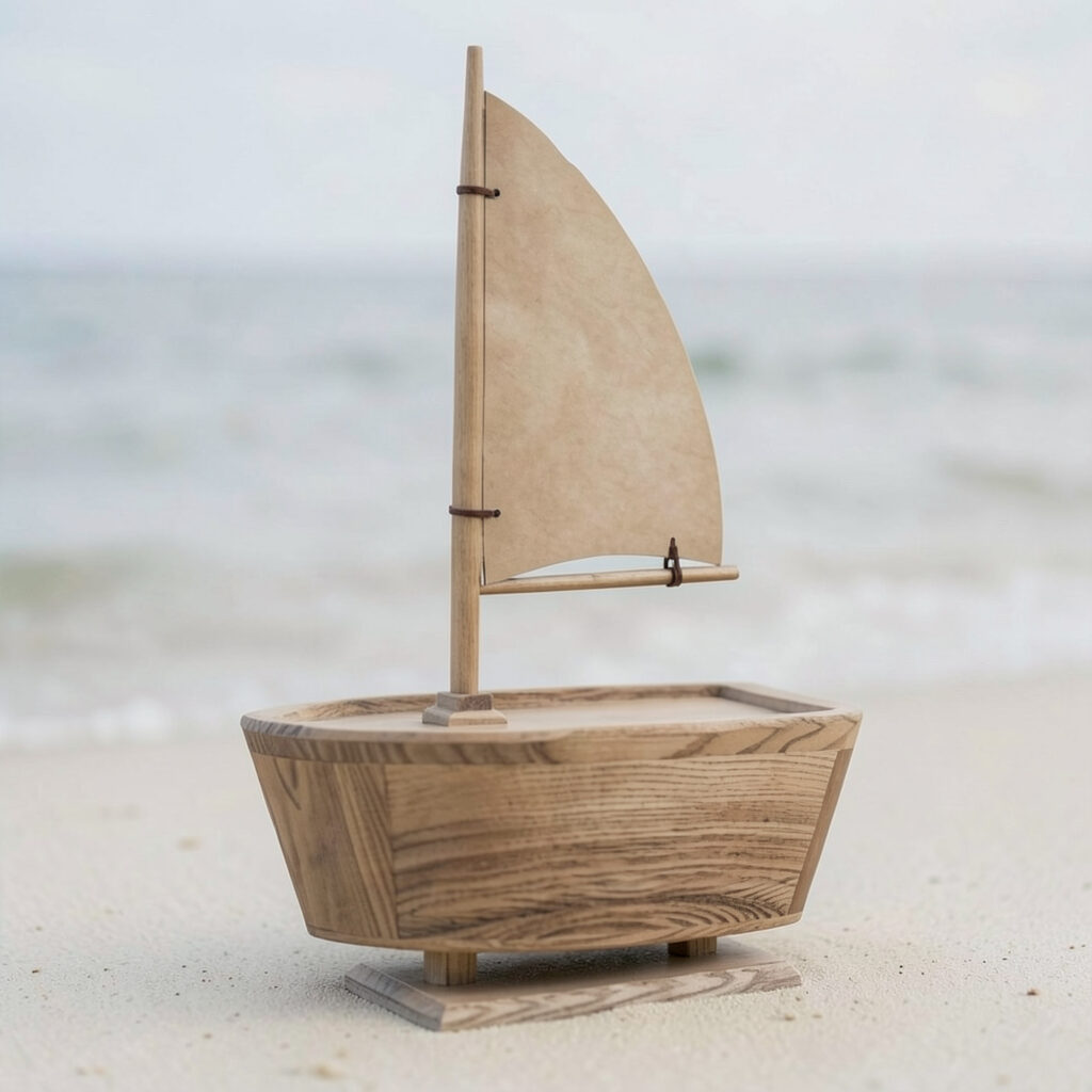 wooden sailboat urn for ashes