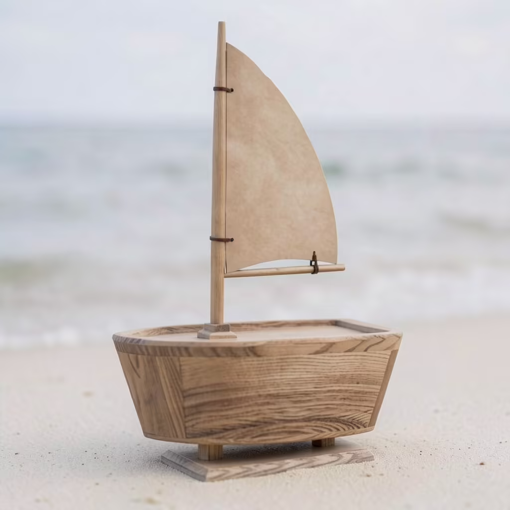 wooden sailboat urn for ashes