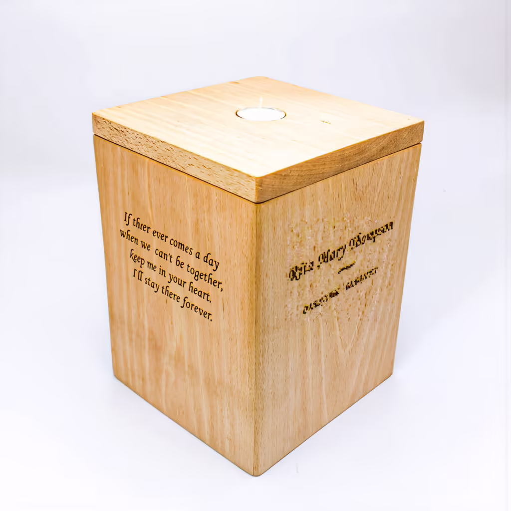 handmade personalised wooden urn oak
