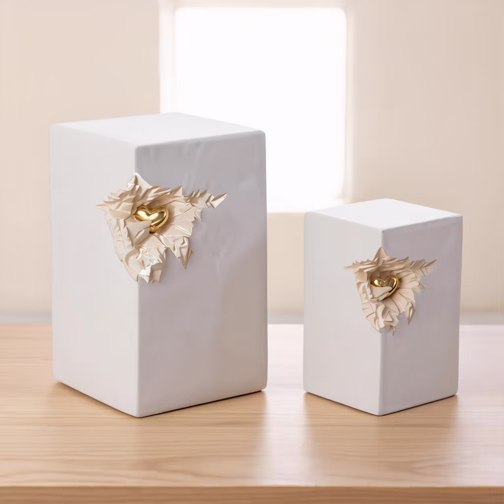 Square Encased Heart Urn