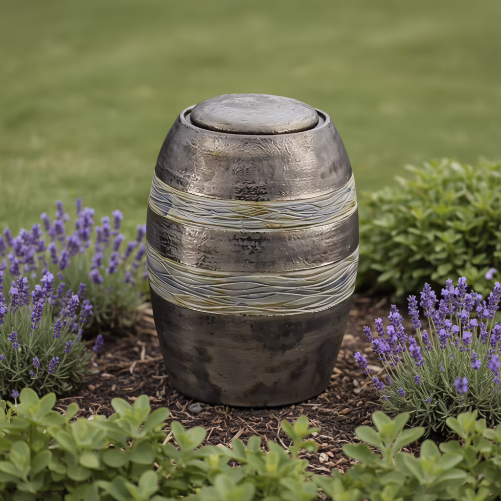 Striped Ceramic Urn