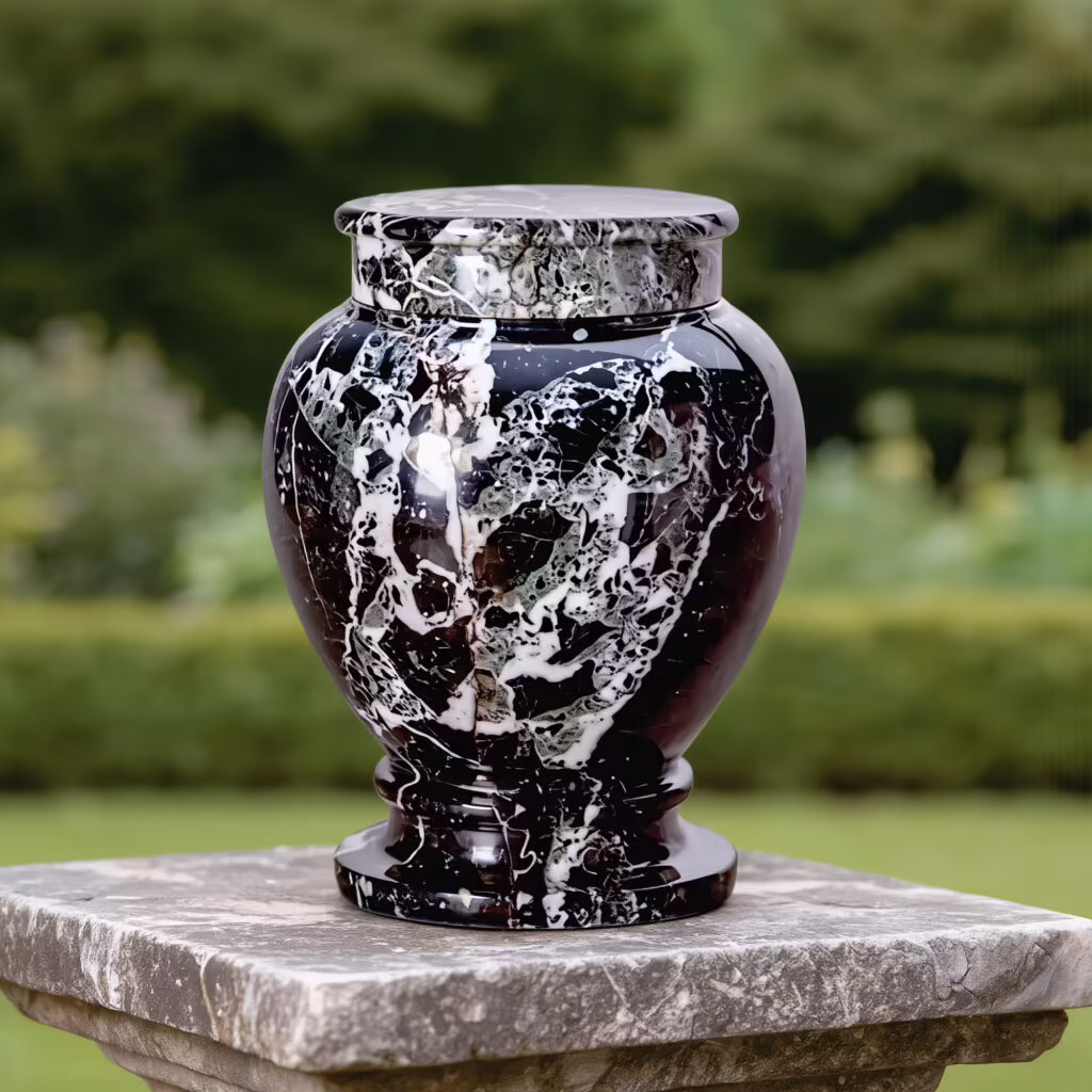 black marble vase urn