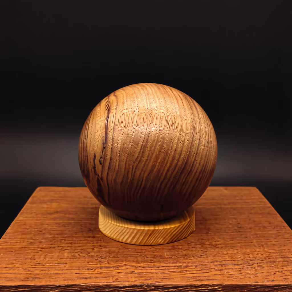 dark round wood urn for ashes