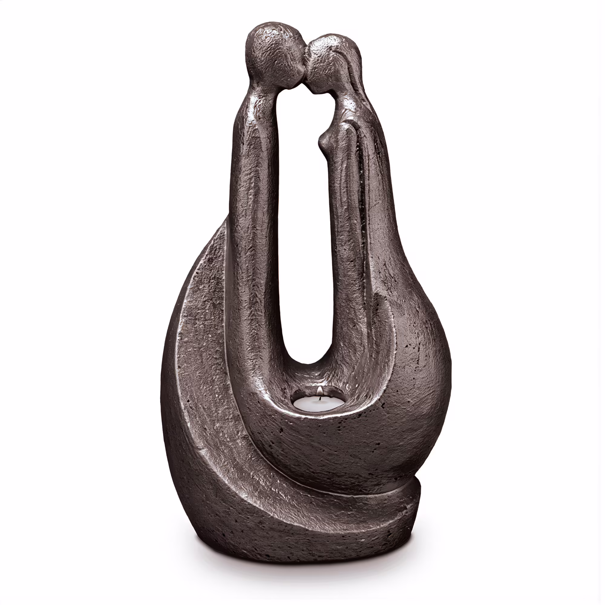 silver adult urn for ashes with candle